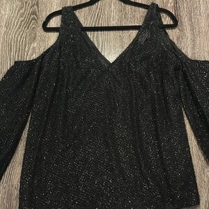 L’Academie off the shoulder, v-neck blouse